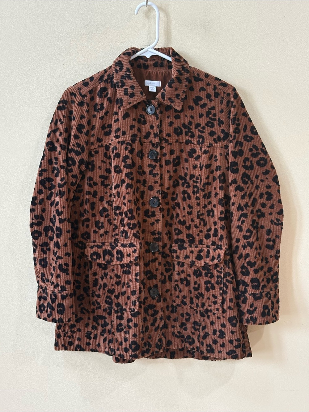 J. Jill Leopard Print Corduroy Jacket